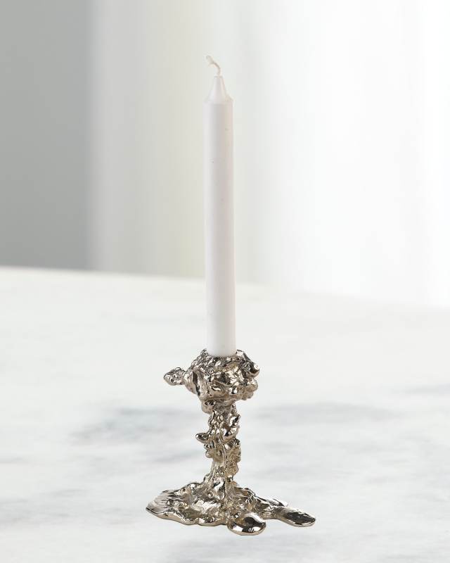 Silver Drip Candle Holder - 6"
